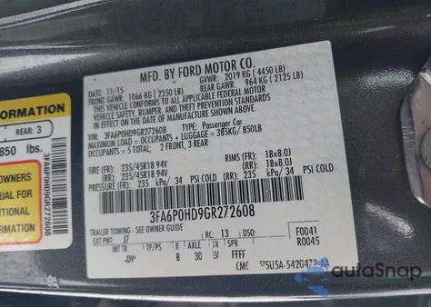 2016 Ford Fusion Se from USA, damaged, VIN 3FA6P0HD9GR272608